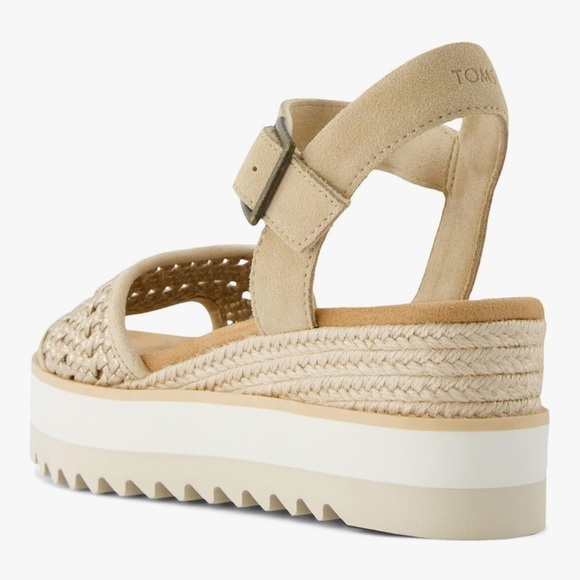NWT TOMS Women's Diana Beige Champagne Neutral Natural Woven Sandals - Picture 9 of 10